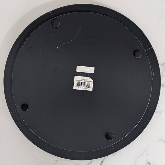 one 13" Round Mirror glass Charger Plate CrystalRim Wedding Jewelry Serving Tray - Picture 3 of 7